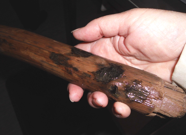 Det er over 5000 år siden, nogen skar pinden til dette fiskegæde, men jeg kan holde det i hånden.