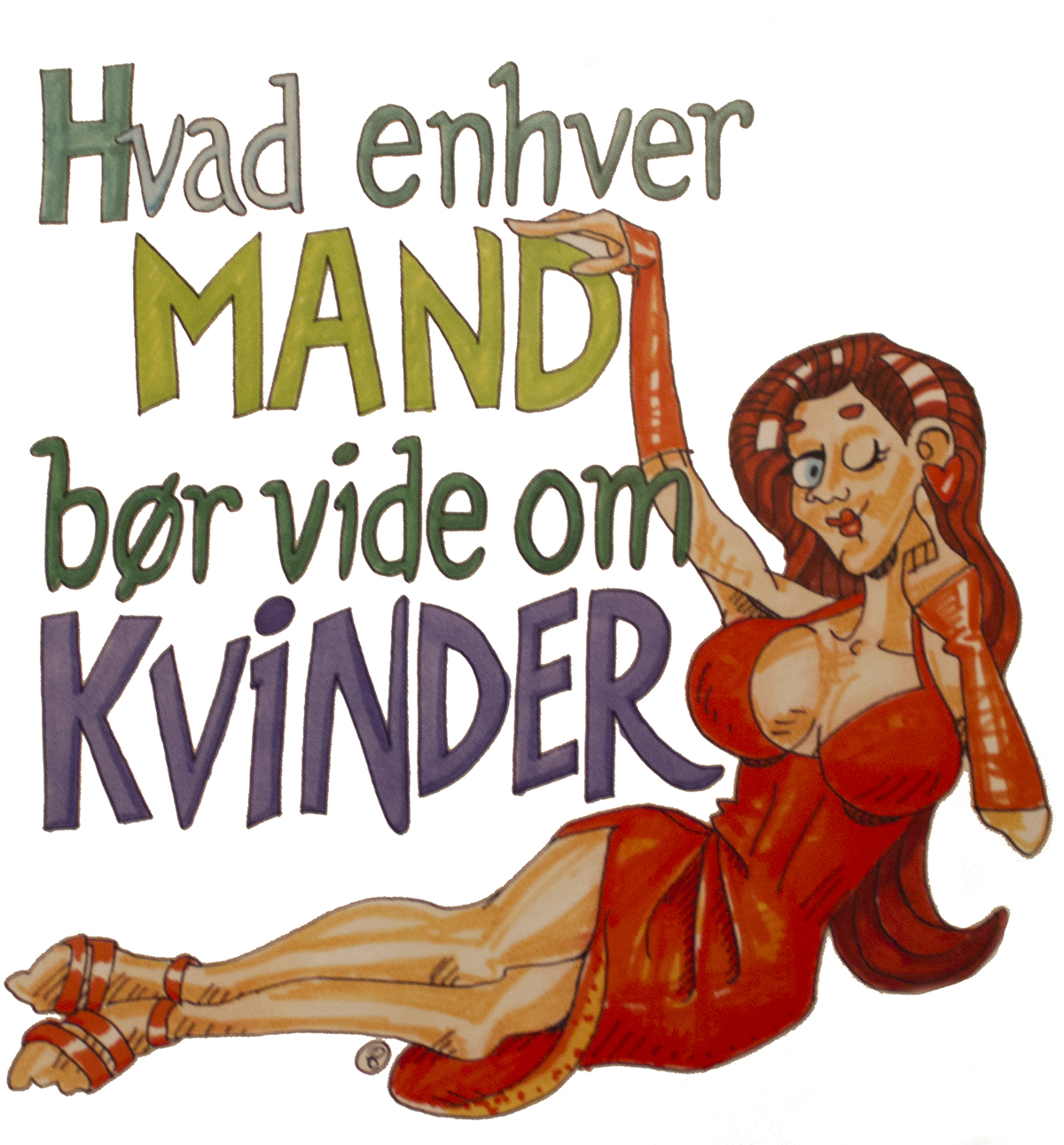 Forsiden af Hvad enhver mand bør vide om Kvinder, tegnet af Bine Lehmann