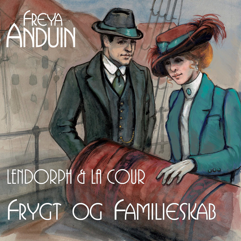 Firkant af forsiden på Frygt og Familieskab med Anna og Christian ombord på en båd i Holmens Kanal